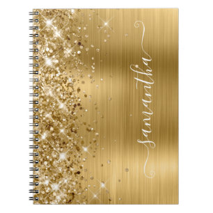 Glitterige gouden folie moderne meisjesachtige han notitieboek