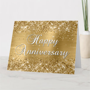 Glitterige Gouden Glam Gelukkig Jubileum Kaart
