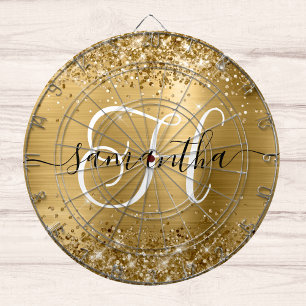 Glitterige Gouden Glam Monogram Dartbord