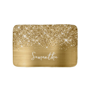 Glitterige Gouden Glam Naam Badmat