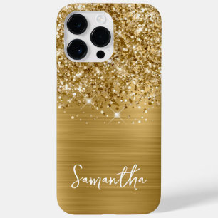 Glitterige Gouden Glam Naam Case-Mate iPhone 14 Pro Max Hoesje