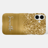 Glitterige Gouden Glam Naam Case-Mate iPhone Case (Achterkant (horizontaal))