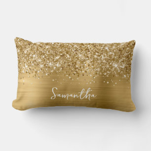 Glitterige Gouden Glam Schriftnaam Kussen