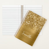 Glitterige Gouden Glam Script Naam Notitieboek (Binnen)
