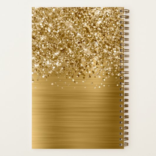 Glitterige Gouden Glam Script Naam Notitieboek (Achterkant)