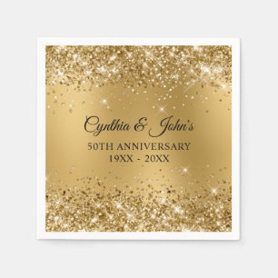 Glitterige Gouden Waas 50ste Verjaardag Servet