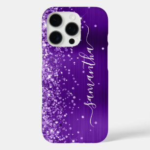 Glitterige Indigo Paarse Glam Meisjesachtige Handt iPhone 16 Pro Hoesje