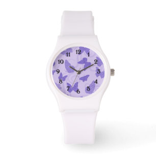Glitterige Lila vlinders Horloge