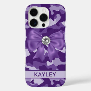 Glitterige Paarse Camouflage Gepersonaliseerd iPhone 16 Pro Hoesje