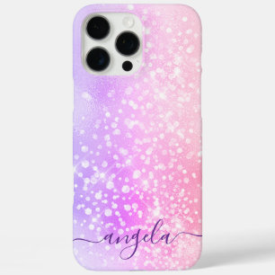Glitterige Pastel Roze Ombre Glam Handtekening iPhone 16 Pro Max Hoesje