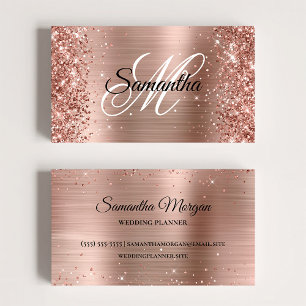 Glitterige Roze Gouden Folie Monogram Online Profi Visitekaartje