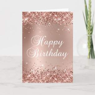 Glitterige Roze Gouden Glam Gradiënt Gefeliciteerd Kaart