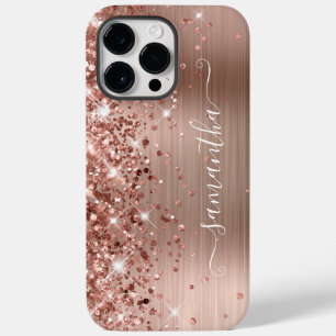 Glitterige Roze Gouden Glam Moderne Meisjesachtige Case-Mate iPhone 14 Pro Max Hoesje