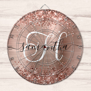 Glitterige Roze Gouden Glam Monogram Dartbord