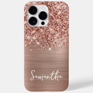 Glitterige Roze Gouden Glam Naam Case-Mate iPhone 14 Pro Max Hoesje