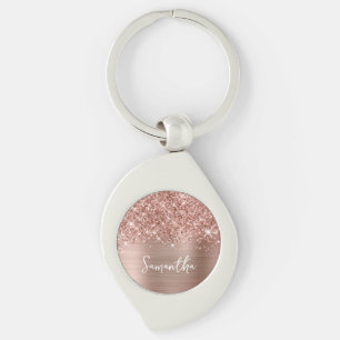 Glitterige Roze Gouden Glam Naam Sleutelhanger