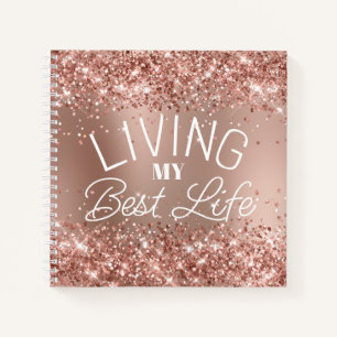 Glitterige Roze Gouden Gradiënt Leef Mijn Beste Le Notitieboek