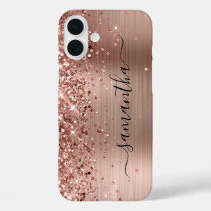 Glitterige Roze Gouden Metallic Meisjesachtige Han iPhone 16 Plus Hoesje