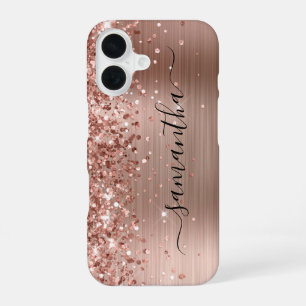 Glitterige Roze Gouden Metallic Meisjesachtige Han iPhone 16 Hoesje