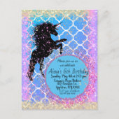 Glitterige Sterachtige Whimsical Eenhoorn Custom Briefkaart (Voorkant)