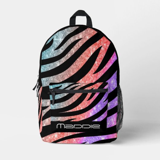 Glitterige zebraprint rugzak (Voorkant)