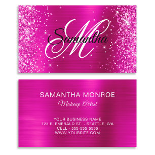 Glitterij Heet Roze Folie Fancy Monogram Visitekaartje