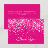 Glitterij Hot roze zoet 16 Bedankkaart (Voorkant / Achterkant)