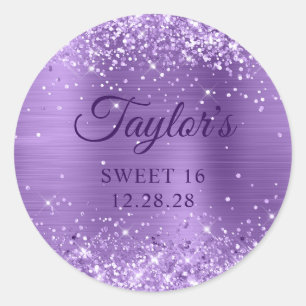 Glitterij Licht Paarse Zoet 16 Ronde Sticker