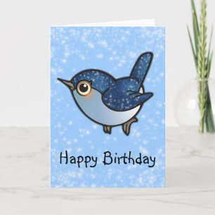 Glittering Blue Bird - Birthday Kaart