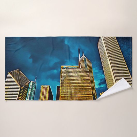 Glittering Chicago Skyline Bad Handdoek (Badhanddoek)