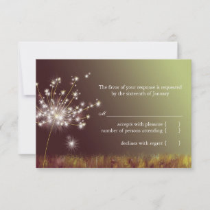 Glittering Evening Dandelion Wedding RSVP Kaartje