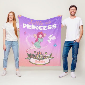 👸 Glittering Fairy Princess Custom Name  Fleece Deken