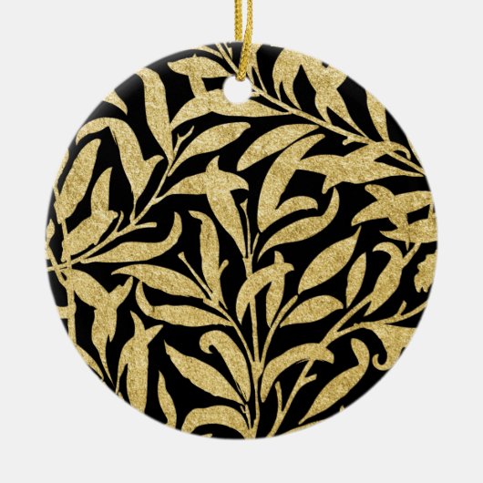 Glittering Gold en Black Leaf Pattern Keramisch Ornament (Voorkant)