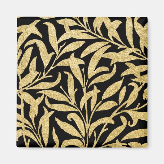 Glittering Gold en Black Leaf Pattern Magneet (Voorkant)