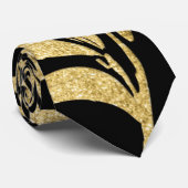 Glittering Gold en Black Leaf Pattern Stropdas (Opgerold)