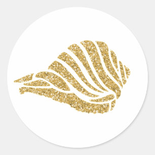 Glittering Gold Zee Shell Ronde Sticker