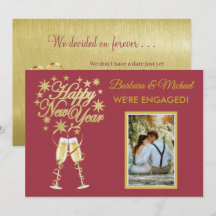 Glittering nieuwe jaren Verloving Gold Red Announc