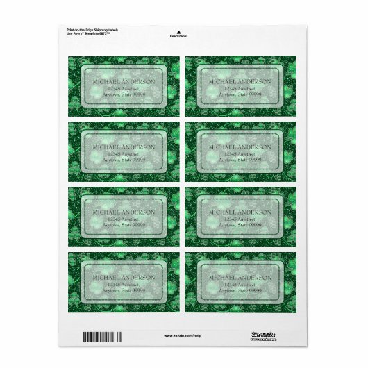 Glittering Shamrocks and Swirls ID289 Etiket (Full Sheet)
