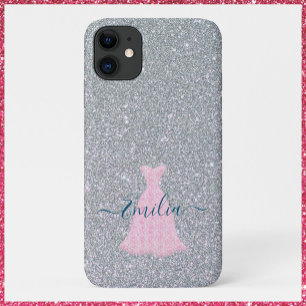 Glittering Silver Pink Gown iPhone 11 Hoesje