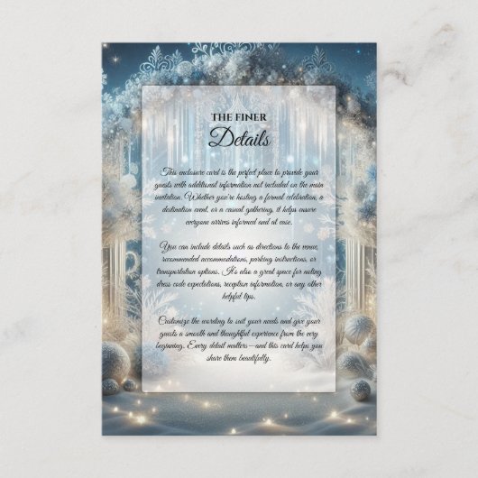 Glittering Snowy Forest Wedding Informatiekaartje (Voorkant)