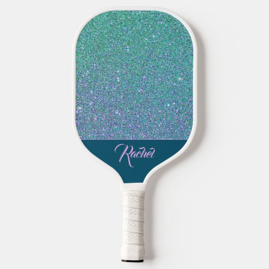 Glittering Turquoise en Paars Pickleball Paddle (Achterkant)
