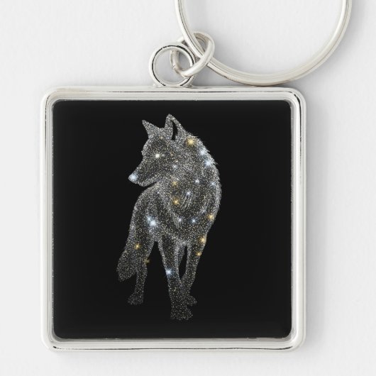 Glittering Wolf Key Ring Sleutelhanger (Voorkant)