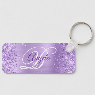 Glitterislavendel Folie Fancy monogram Sleutelhanger