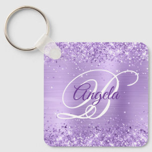 Glitterislavendel Folie Fancy monogram Sleutelhanger