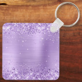 Glitterislavendel Folie Fancy monogram Sleutelhanger (Achterkant)