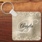 Glitterislichte goudfolie Fancy monogram Sleutelhanger (Voorkant)