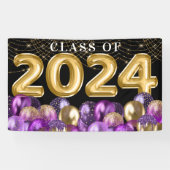 Glitterklasse goud en Paarse glitter van 2024 Afst Spandoek (Horizontaal)