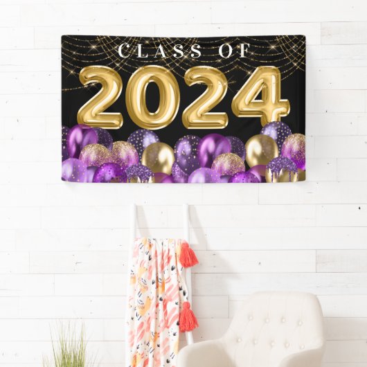 Glitterklasse goud en Paarse glitter van 2024 Afst Spandoek (Insitu)