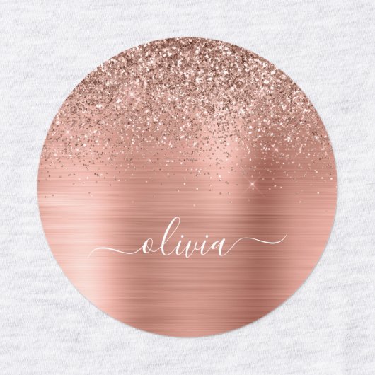 Glittermonogram geborsteld metaal Roos Gold Pink Labels (Design 1)