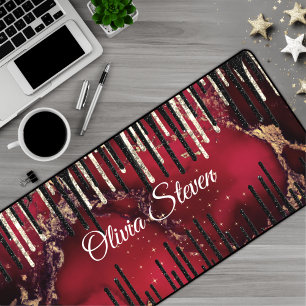 Glittermonogram rode zwarte druppels bureaumat
